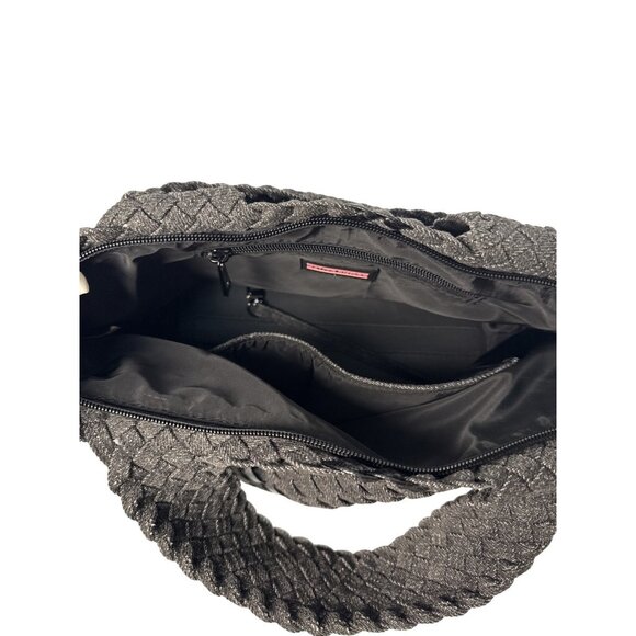 Haute Shore Mark Edge Black Woven Mini Tote Bag With Top Handles & Detachable St - Picture 8 of 16